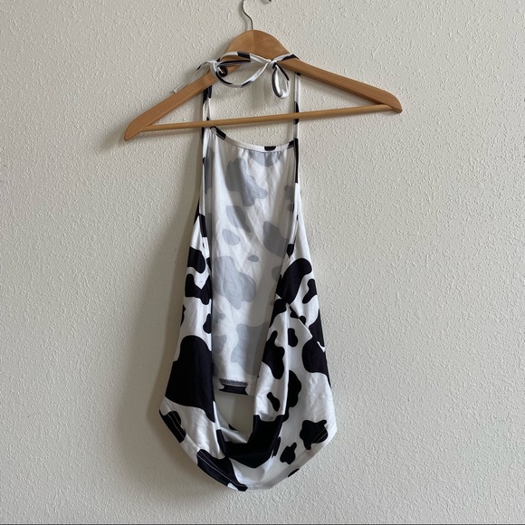 SHEIN +curve Cow Print Halter Top - Picture 4 of 5